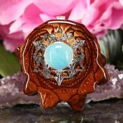 TEP Pendants Amazonite With Silver 64 Star Tetrahedron