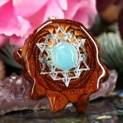 TEP Pendants Amazonite With Silver 64 Star Tetrahedron