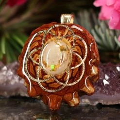 TEP Mexican Fire Opal With Gold Seed Of Life