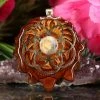 TEP Pendants Mexican Fire Opal With Gold Seed Of Life
