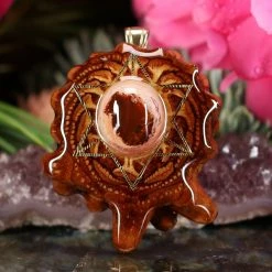 TEP Mexican Fire Opal With Gold Merkaba Pendants