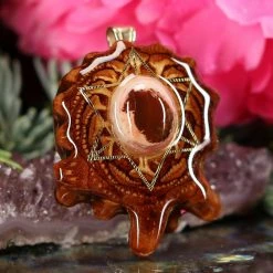 TEP Mexican Fire Opal With Gold Merkaba Pendants