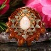 TEP Mexican Fire Opal With Gold Sri Yantra Pendants