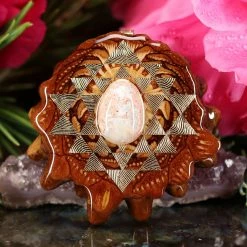 TEP Mexican Fire Opal With Gold Sri Yantra Pendants