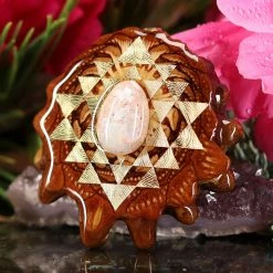 TEP Mexican Fire Opal With Gold Sri Yantra Pendants