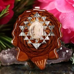 TEP Pendants Mexican Fire Opal With Silver Sri Yantra