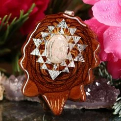 TEP Pendants Mexican Fire Opal With Silver Sri Yantra