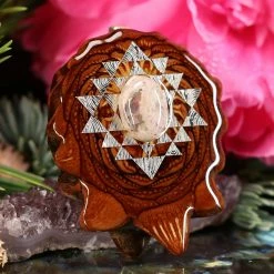 TEP Pendants Mexican Fire Opal With Silver Sri Yantra 7 TEP Pendants Mexican Fire Opal With Silver Sri Yantra