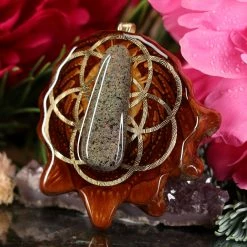 TEP Pendants Black Opal With Gold Seed Of Life