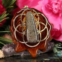 TEP Pendants Black Opal With Gold Seed Of Life