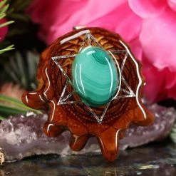 TEP Malachite With Silver Merkaba Pendants