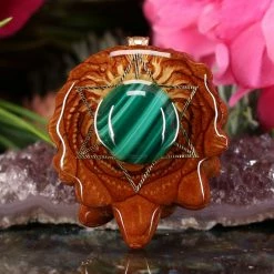 TEP Malachite With Gold Merkaba Pendants