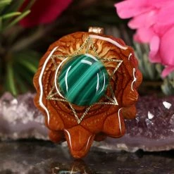 TEP Malachite With Gold Merkaba Pendants