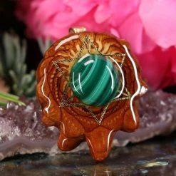 TEP Malachite With Gold Merkaba Pendants
