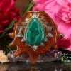 TEP Pendants Malachite With Silver Sri Yantra