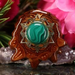 TEP Malachite With Gold 64 Star Tetrahedron Pendants