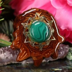 TEP Malachite With Gold 64 Star Tetrahedron Pendants