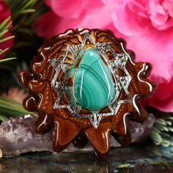 TEP Pendants Malachite With Silver 64 Star Tetrahedron
