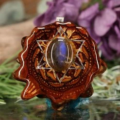 TEP Pendants Labradorite With Silver Merkaba And Back Om
