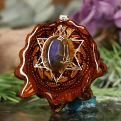 TEP Pendants Labradorite With Silver Merkaba And Back Om