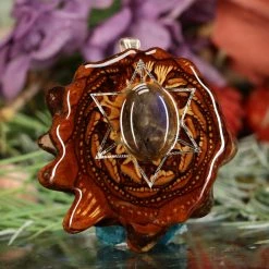 TEP Pendants Labradorite With Silver Merkaba And Back Om