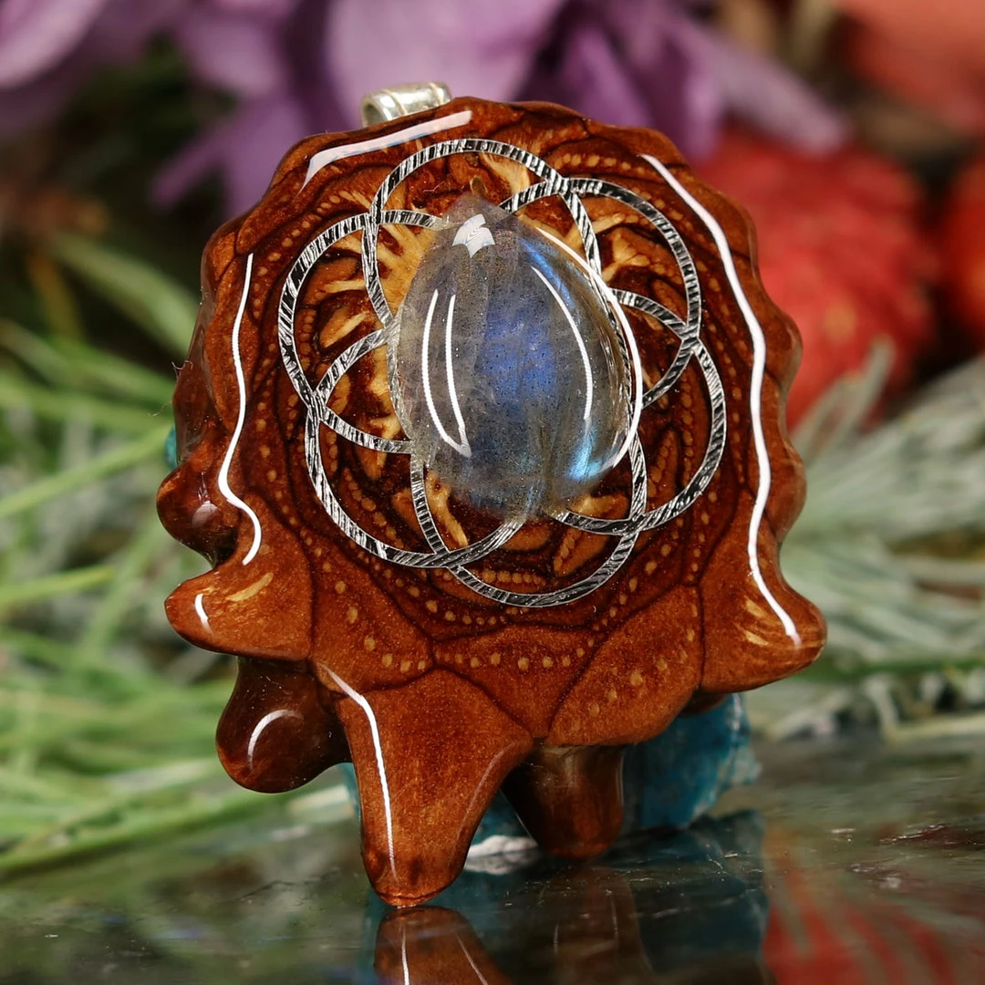 TEP Pendants Labradorite With Silver Seed Of Life 5 TEP Pendants Labradorite With Silver Seed Of Life