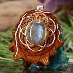 TEP Labradorite With Silver Seed Of Life Pendants
