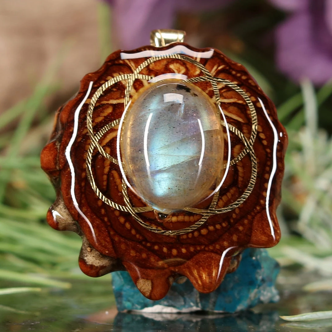 TEP Pendants Labradorite With Gold Seed Of Life 3 TEP Pendants Labradorite With Gold Seed Of Life