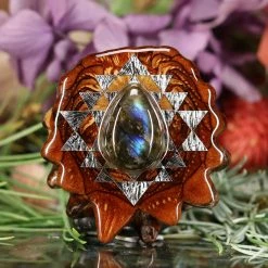 TEP Labradorite With Silver Sri Yantra Pendants