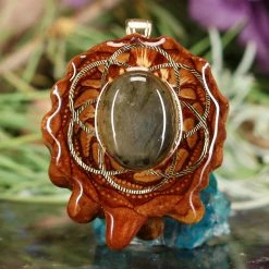 TEP Labradorite With Gold Seed Of Life Pendants