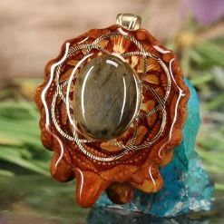 TEP Labradorite With Gold Seed Of Life Pendants