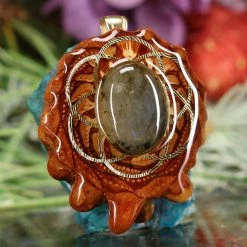 TEP Labradorite With Gold Seed Of Life Pendants