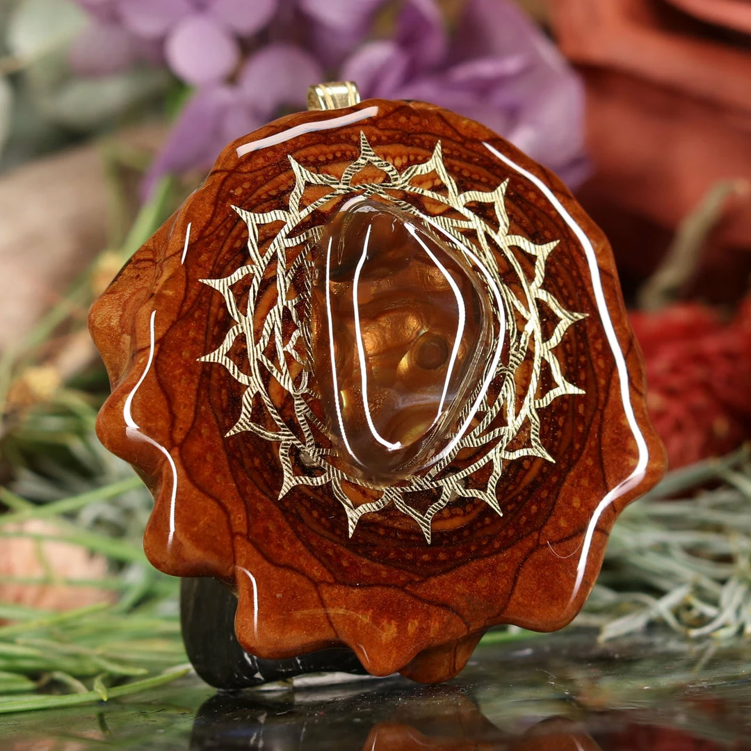 TEP Mexican Fire Agate With Gold Crown (7th) Chakra 5 TEP Mexican Fire Agate With Gold Crown (7th) Chakra