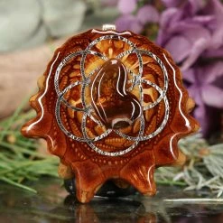 TEP Mexican Fire Agate With Silver Seed Of Life
