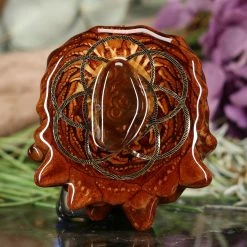 TEP Mexican Fire Agate With Gold Seed Of Life Pendants