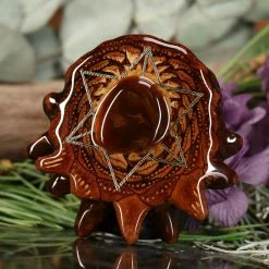 TEP Mexican Fire Agate With Gold Merkaba Pendants