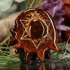 TEP Mexican Fire Agate With Gold Merkaba Pendants