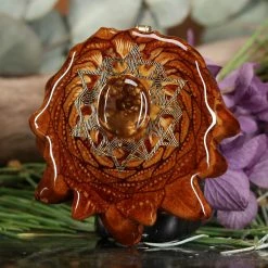 TEP Mexican Fire Agate With Gold 64 Star Tetrahedron