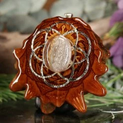 TEP Crazy Lace Agate With Silver Seed Of Life Pendants