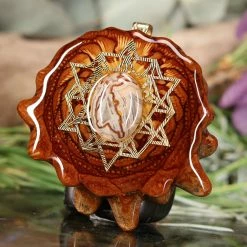 TEP Pendants Crazy Lace Agate With Gold 64 Star Tetrahedron