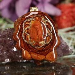 TEP Pendants Crazy Lace Agate With Gold Seed Of Life