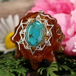 TEP Pendants Turquoise In The Matrix With Silver 64 Star Tetrahedron