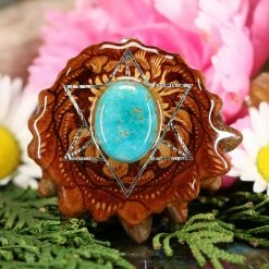 TEP Pendants Turquoise In The Matrix With Silver Merkaba