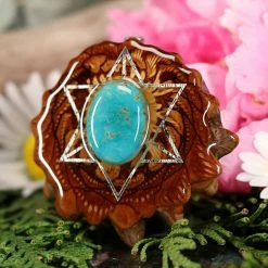 TEP Pendants Turquoise In The Matrix With Silver Merkaba