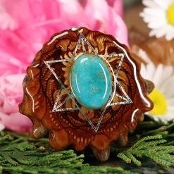 TEP Pendants Turquoise In The Matrix With Silver Merkaba