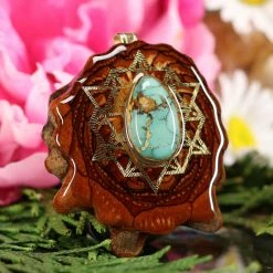 TEP Turquoise In The Matrix With Gold 64 Star Tetrahedron