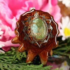 TEP Turquoise In The Matrix With Silver 64 Star Tetrahedron Pendants