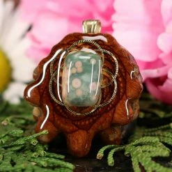 TEP Pendants Ocean Jasper With Gold Seed Of Life