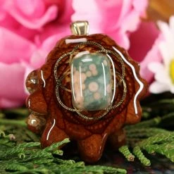 TEP Pendants Ocean Jasper With Gold Seed Of Life