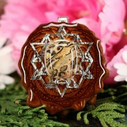 TEP Leopard Jasper With Silver 64 Star Tetrahedron Pendants